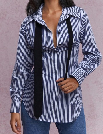 
						Camasa Missguided, alb/albastru