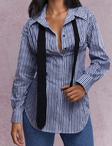 Camasa Missguided, alb/albastru