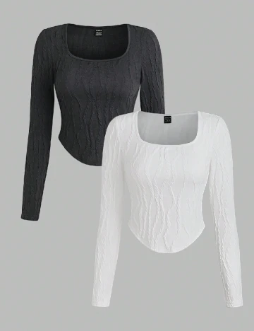 Set topuri 2 bucati SHEIN, negru/alb Alb