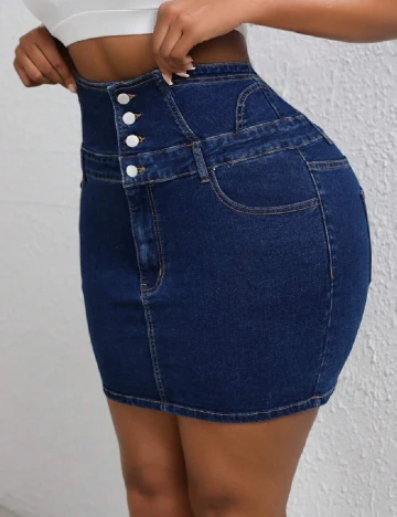 Fusta SHEIN CURVE, albastru Albastru