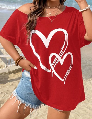 
						Tricou SHEIN CURVE, rosu