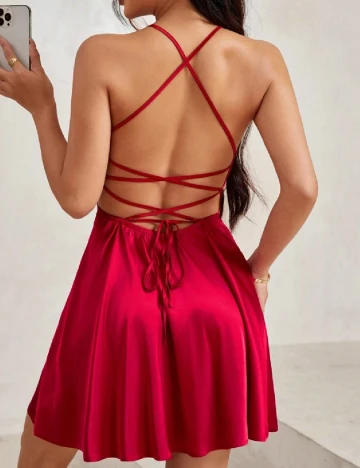 Rochie scurta SHEIN, grena Rosu