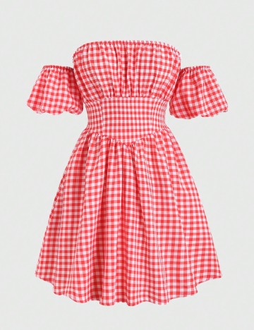 
						Rochie scurta SHEIN, rosu/alb