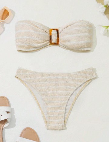 
						Costum de baie SHEIN, crem