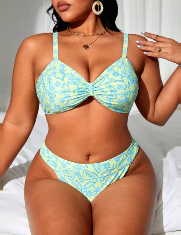 Costum de baie SHEIN CURVE, albastru/galben Galben