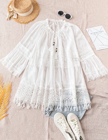 
						Bluza de plaja SHEIN, alb