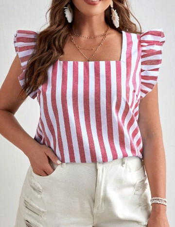 
						Bluza SHEIN CURVE, rosu/alb