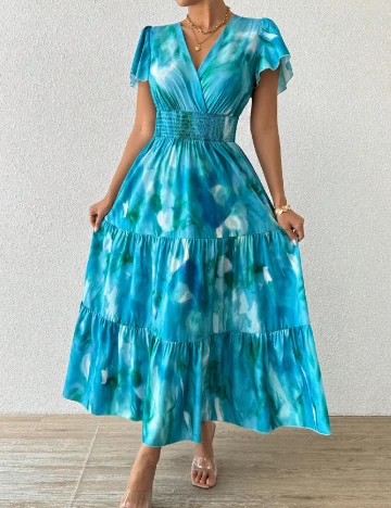 Rochie lunga SHEIN, albastru/verde
