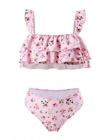 
						Costum de baie SHEIN, roz