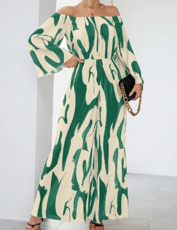Salopeta SHEIN, ecru/verde