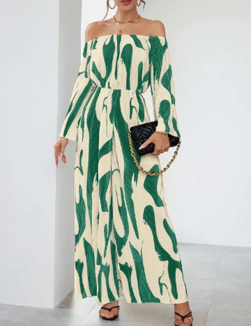 Salopeta SHEIN, ecru/verde