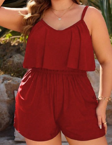 
						Costum de baie SHEIN CURVE, rosu
