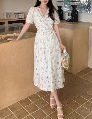 Rochie medie Dazy, alb Alb