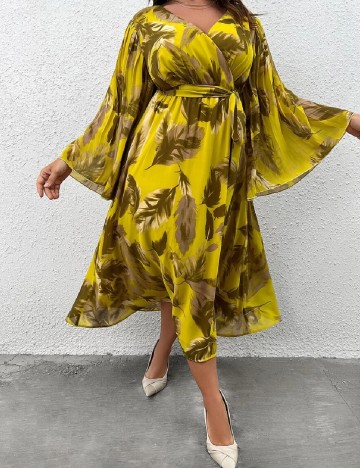 Rochie medie SHEIN CURVE, galben