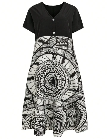 Rochie medie SHEIN, alb/negru