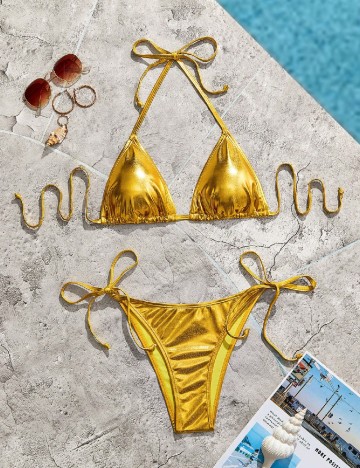 
						Costum de baie SHEIN, auriu