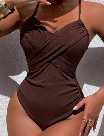 
						Costum de baie SHEIN, maro