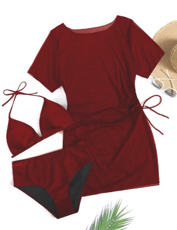 
						Costum de baie SHEIN CURVE, rosu