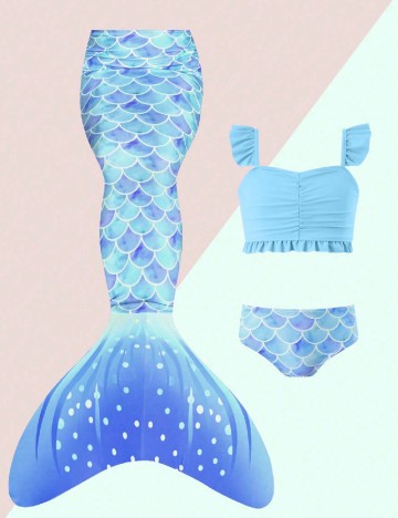 
						Costum de baie Shein Kids, albastru