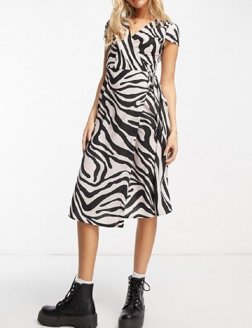 
						Rochie medie NAANAA, alb/negru
