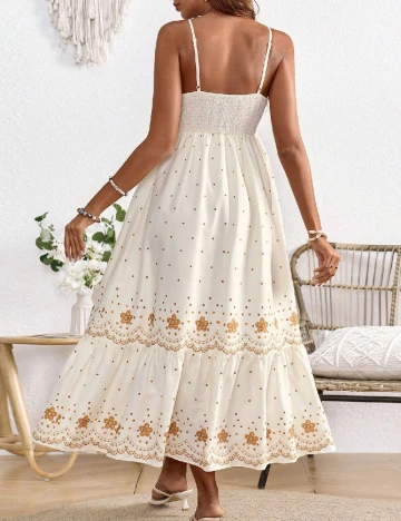 Rochie lunga SHEIN Maternity, crem