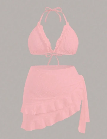 Costum de baie SHEIN CURVE, roz