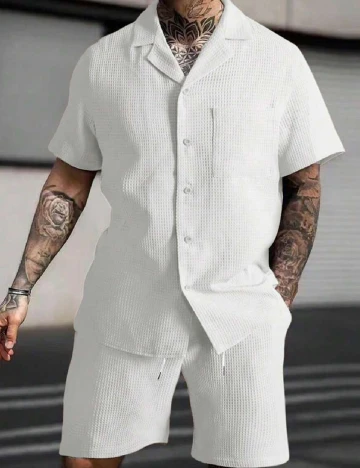 Compleu SHEIN Plus Size Men, alb Alb