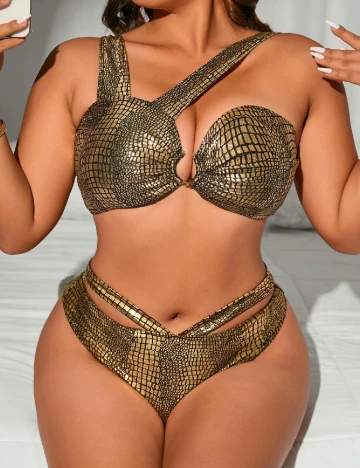 Costum de baie SHEIN CURVE, auriu
