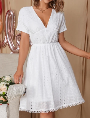 Rochie scurta Eilly Bazar, alb Alb