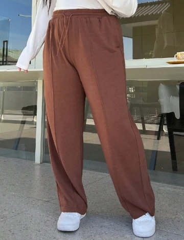 Pantaloni Dazy Plus Size, maro Maro