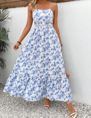 Rochie lunga SHEIN, alb/albastru