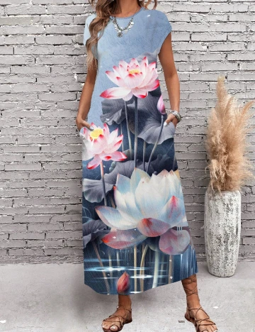 Rochie lunga Emery Rose, floral print Floral print