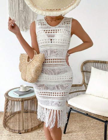 
						Rochie de plaja SHEIN, ecru