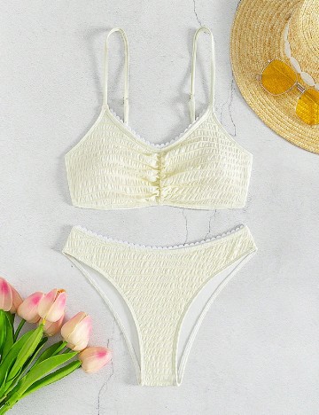
						Costum de baie SHEIN, ecru