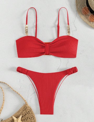
						Costum de baie SHEIN, rosu