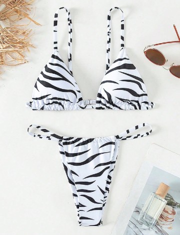 
						Costum de baie SHEIN, alb/negru