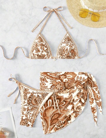 
						Costum de baie SHEIN, maro