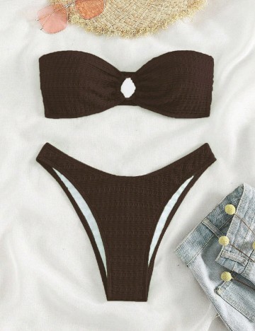
						Costum de baie SHEIN, maro