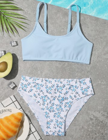 
						Costum de baie Shein Kids, albastru/alb