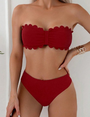 
						Costum de baie SHEIN, visiniu