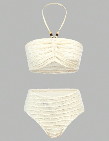 
						Costum de baie Shein Kids, crem