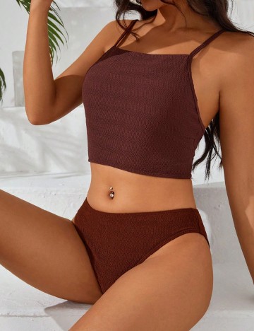 
						Costum de baie SHEIN, maro