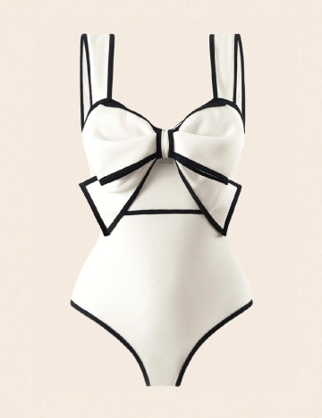 
						Costum de baie SHEIN, alb
