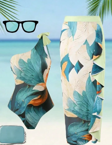 Costum de baie SHEIN CURVE, mix culori Mix culori