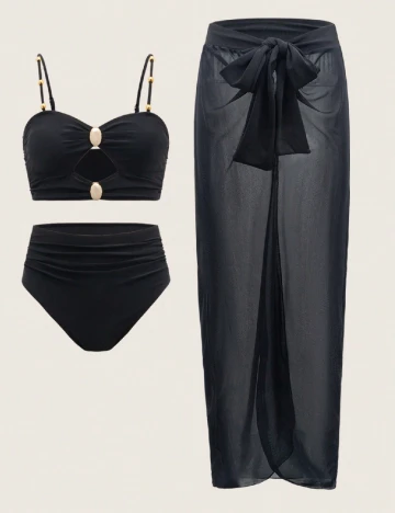 Costum de baie SHEIN, negru Negru