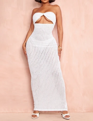 Rochie lunga PRETTYLITTLETHING, alb