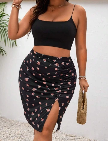 Fusta SHEIN CURVE, negru Negru