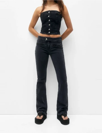 Top Pull&Bear, negru Negru