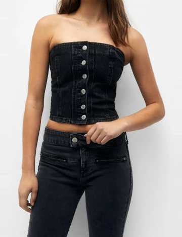 Top Pull&Bear, negru Negru