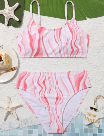 
						Costum de baie Shein Kids, roz